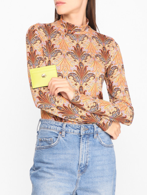 Однотонная визитница с логотипом Etro - МодельОбщийВид