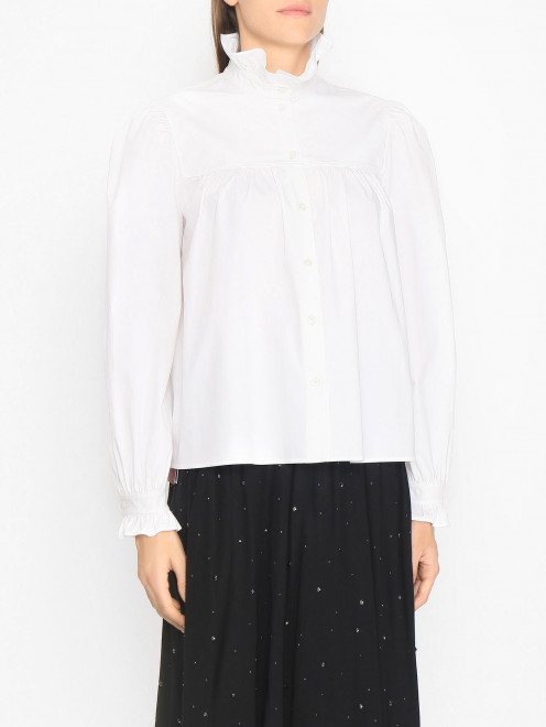 Однотонная блуза с рюшами Moschino Boutique - МодельВерхНиз