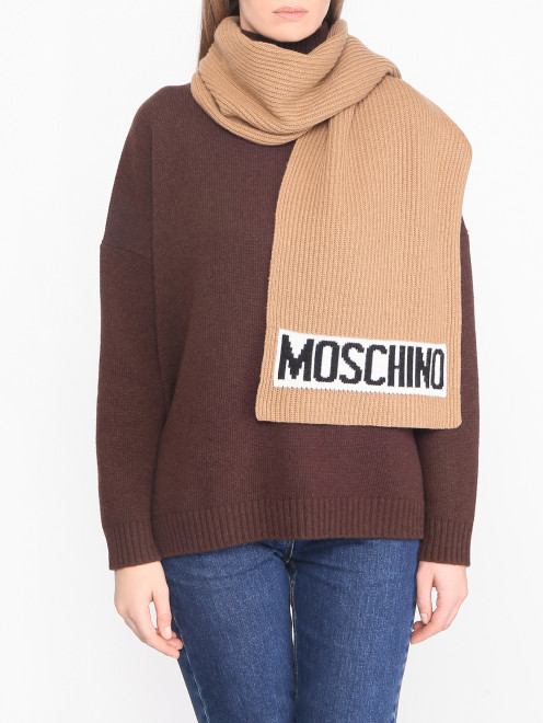 Шарф из смешанной шерсти с логотипом Moschino - МодельОбщийВид
