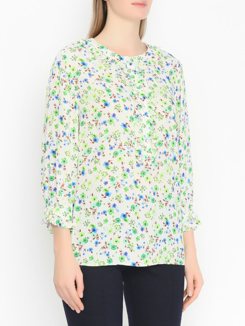 Блуза из вискозы с цветочным узором Luisa Spagnoli - МодельВерхНиз