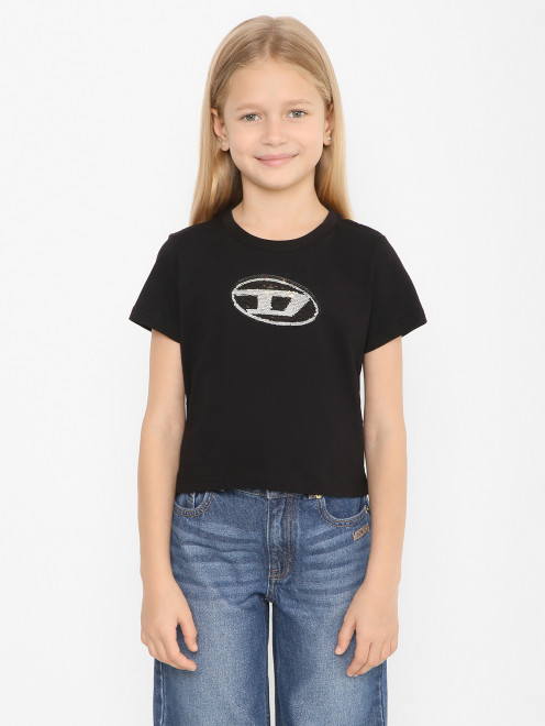 Футболка из хлопка с пайетками Diesel - МодельВерхНиз