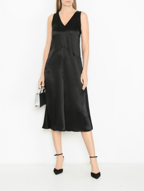 Однотонное атласное платье-комбинация с эффектом жатой ткани Weekend Max Mara - МодельОбщийВид