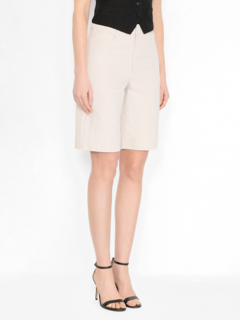 Шорты-бермуды из хлопка и льна Max Mara - МодельВерхНиз