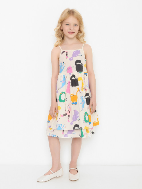 Платье из хлопка с узором Stella McCartney kids - МодельОбщийВид