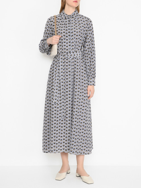 Платье из шелка с узором Weekend Max Mara - МодельОбщийВид