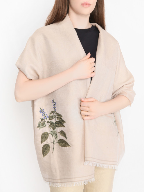 Платок из смешанного льна с вышивкой Weekend Max Mara - МодельОбщийВид