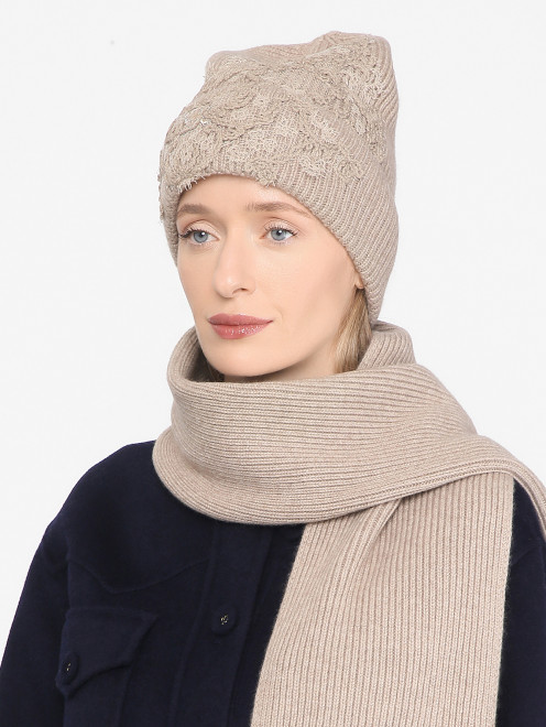 Шапка из кашемира с кружевом Ermanno Scervino - МодельОбщийВид