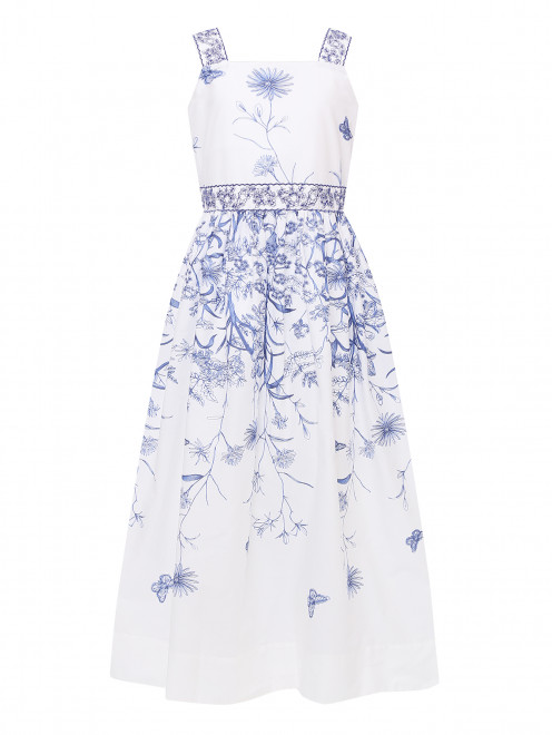 Платье из хлопка с цветочным принтом Elie Saab - Общий вид