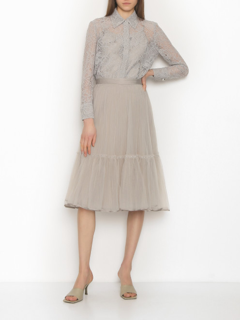 Воздушная юбка из сетки с декором пайетками Ellassay - МодельОбщийВид
