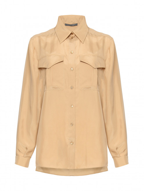 Однотонная блуза из шелка с накладными карманами Alberta Ferretti - Общий вид