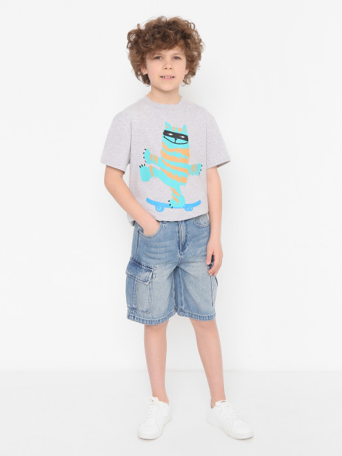 Шорты из денима с карманами Stella McCartney kids - МодельОбщийВид