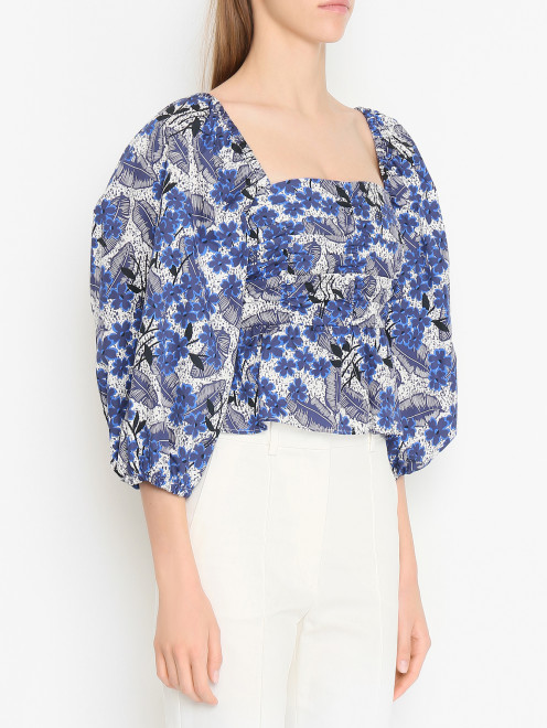 Блуза из хлопка с цветочным узором Weekend Max Mara - МодельВерхНиз