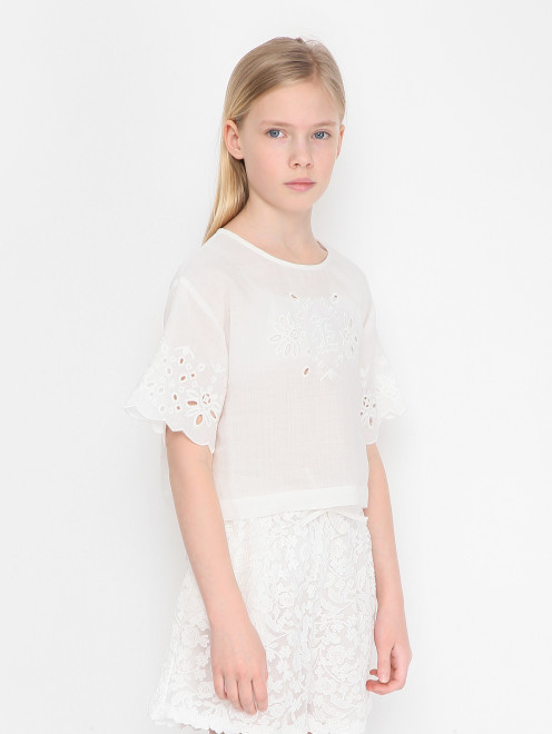 Блуза из вискозы с вышивкой Ermanno Scervino Junior - МодельВерхНиз
