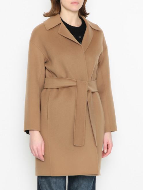 Пальто из шерсти с поясом Max Mara - МодельВерхНиз