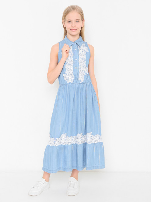Платье миди с кружевом Ermanno Scervino Junior - МодельОбщийВид