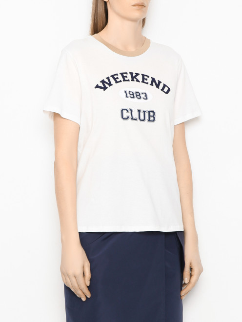 Футболка из хлопка с логотипом Weekend Max Mara - МодельВерхНиз