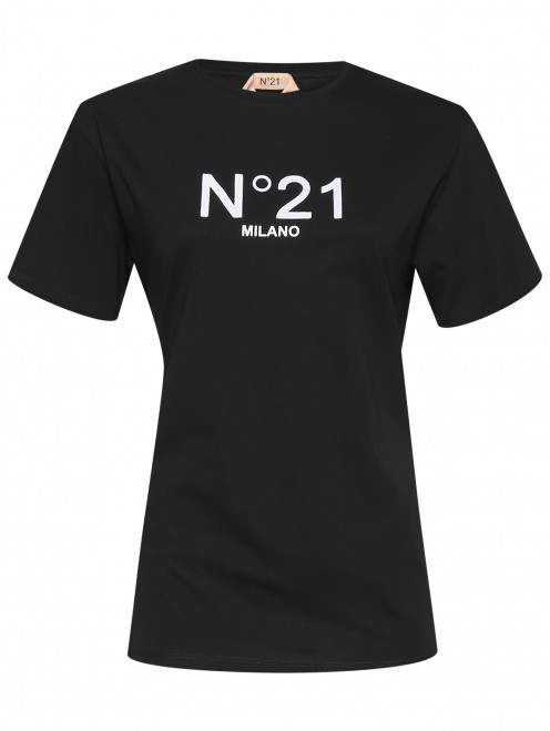 Футболка из хлопка с логотипом N21 - Общий вид