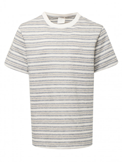 Полосатая футболка из хлопка и льна Eleventy - Общий вид