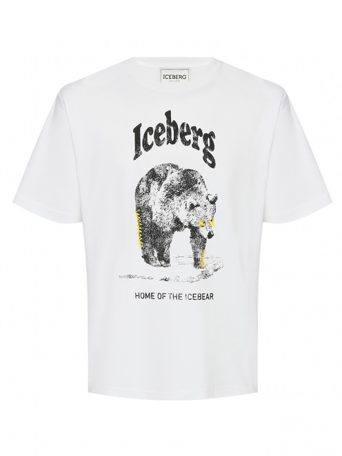 Футболка из хлопка с принтом Iceberg - Общий вид