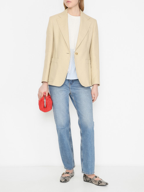 Жакет без подкладки из хлопка и льна Weekend Max Mara - МодельОбщийВид
