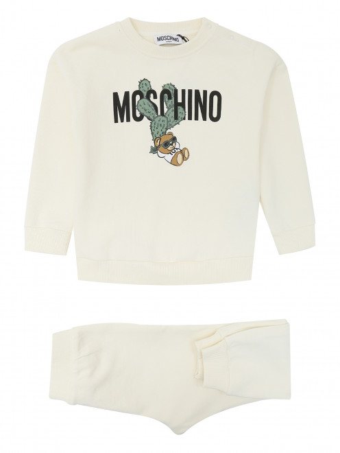 Свитшот и брюки из хлопка с логотипом Moschino - Общий вид