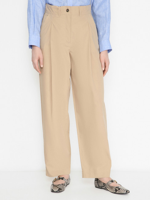 Брюки из хлопка с защипами Weekend Max Mara - МодельВерхНиз