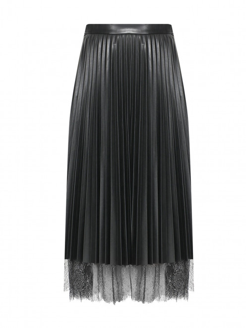 Плиссированная юбка-миди с кружевной отделкой