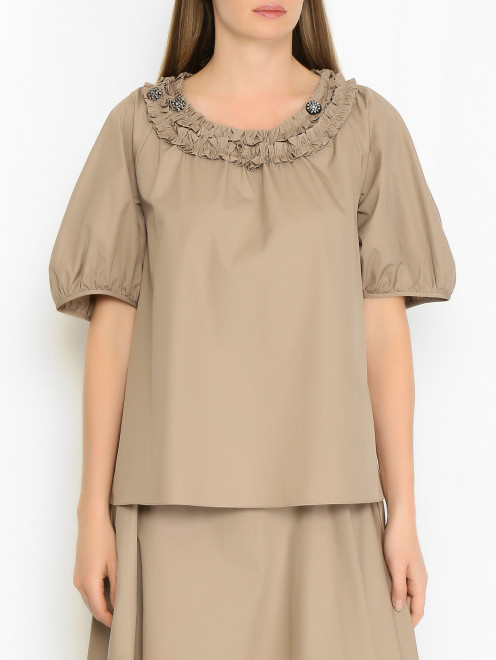 Хлопковая блуза с короткими рукавами Max Mara - МодельВерхНиз