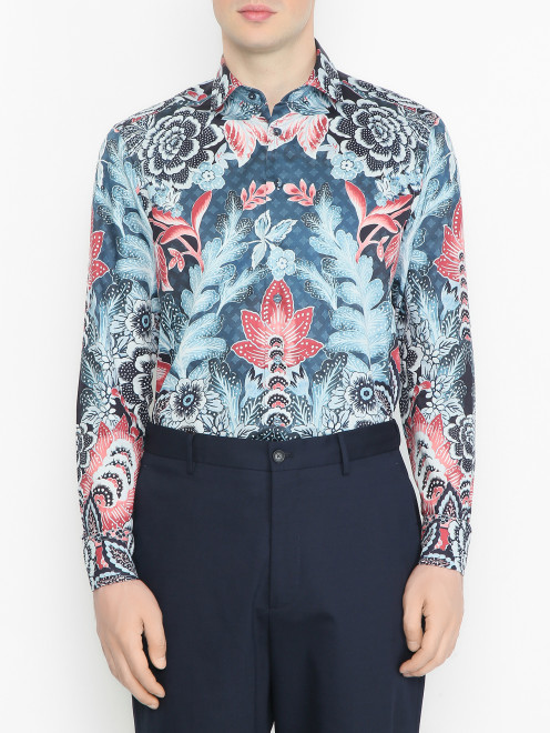 Рубашка из хлопка с узором Etro - МодельВерхНиз