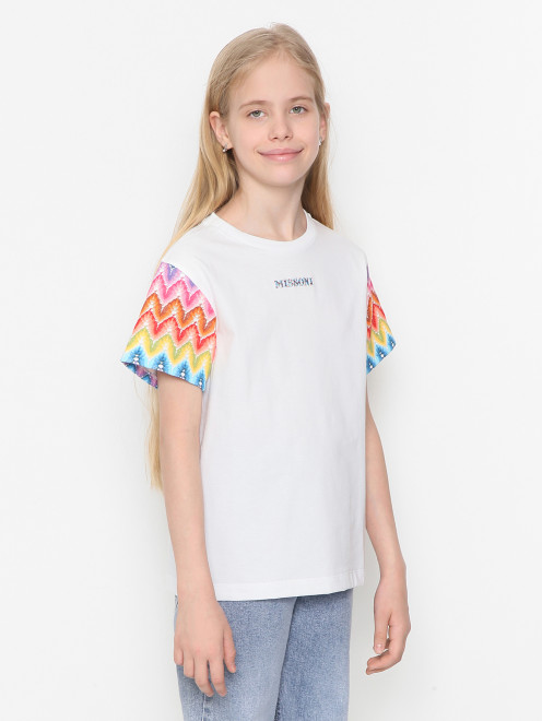 Футболка из хлопка с логотипом Missoni - МодельВерхНиз