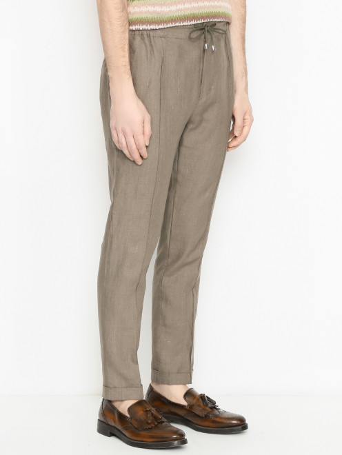 Прямые брюки с подворотами из льна Doriani Cashmere - МодельВерхНиз