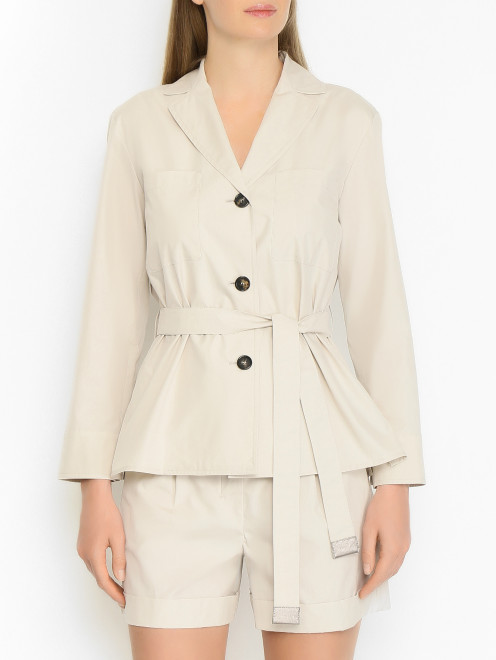 Хлопковая блуза с поясом Max Mara - МодельВерхНиз