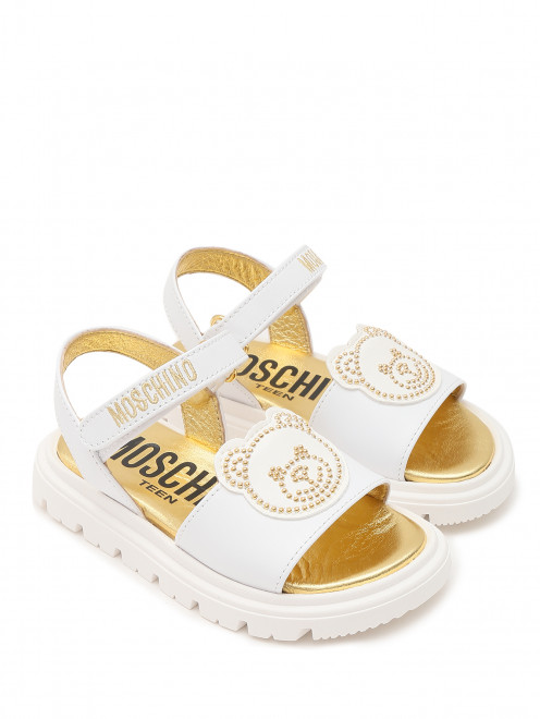Сандалии из кожи с логотипом Moschino - Общий вид