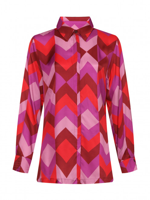 Блуза на пуговицах с узором Marina Rinaldi - Общий вид
