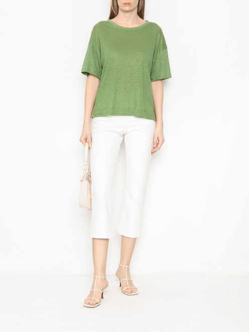 Однотонная футболка из льна Weekend Max Mara - МодельОбщийВид
