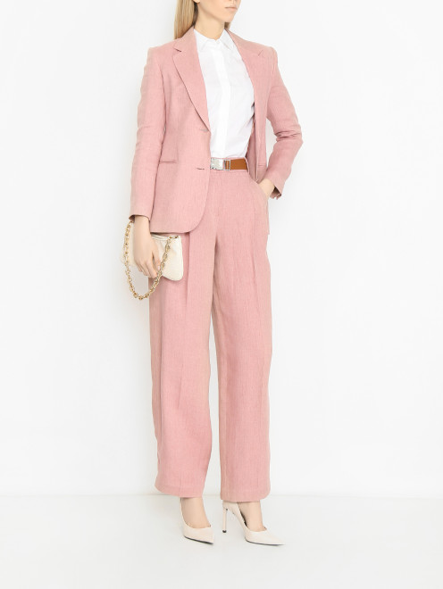 Брюки с ремнем из льна Max Mara - МодельОбщийВид