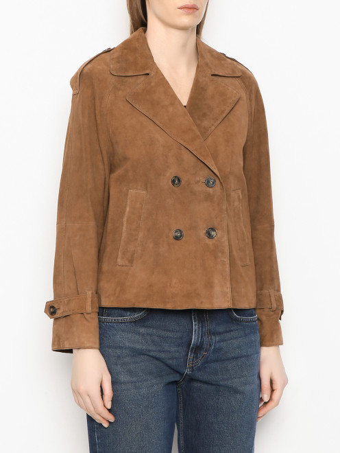 Замшевая двубортная куртка Weekend Max Mara - МодельВерхНиз