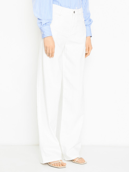 Джинсы однотонные из хлопка Ermanno Scervino - МодельВерхНиз