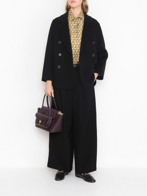 Двубортное полупальто из шерсти Max Mara - МодельОбщийВид