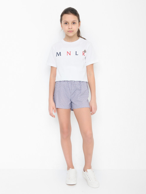 Футболка из трикотажа с принтом Moncler - МодельОбщийВид
