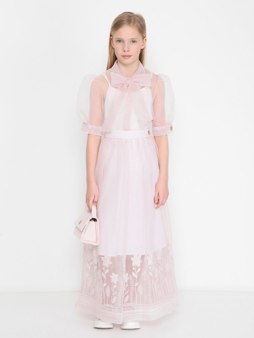 Полупрозрачная блузка с декоративным бантом Elie Saab - МодельОбщийВид