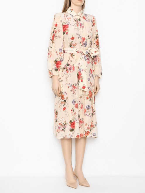 Платье-миди из шелка с узором Weekend Max Mara - МодельВерхНиз