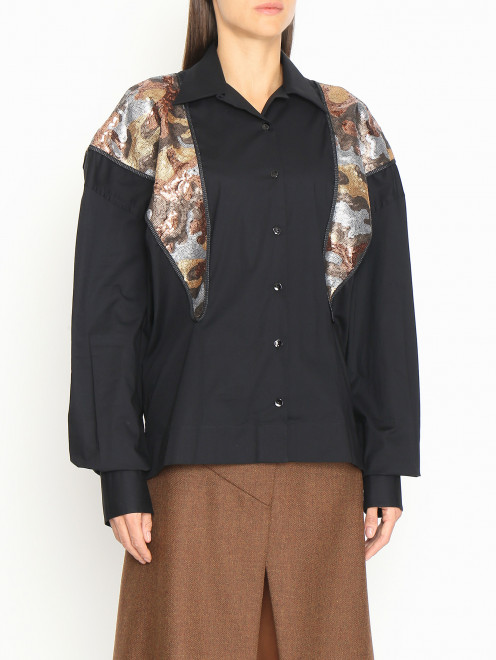 Комбинированная блуза из хлопка с аппликацией Antonio Marras - МодельВерхНиз