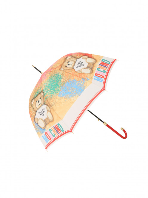 Зонт-трость с принтом мишки Moschino - Общий вид