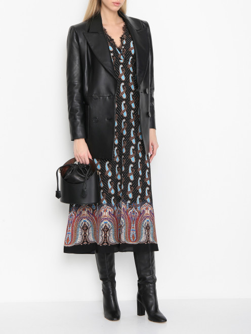 Сумка из гладкой кожи с логотипом Etro - МодельОбщийВид