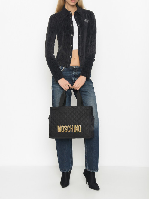 Стеганая сумка из текстиля Moschino - МодельОбщийВид
