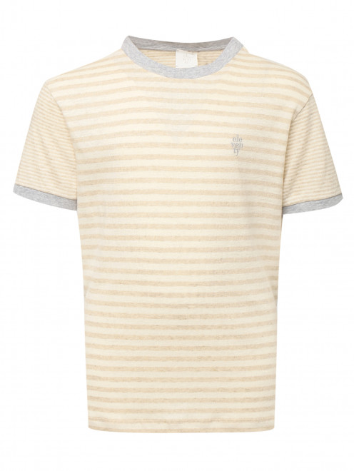 Полосатая футболка из смесового льна Eleventy - Общий вид