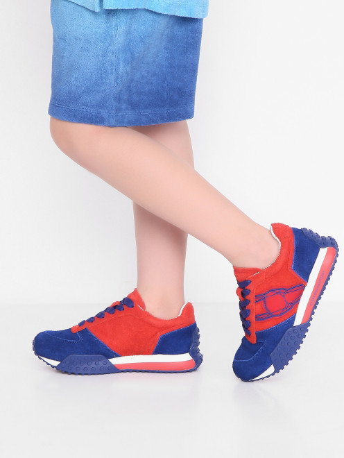 Комбинированные кроссовки из замши JOG DOG - МодельВерхНиз