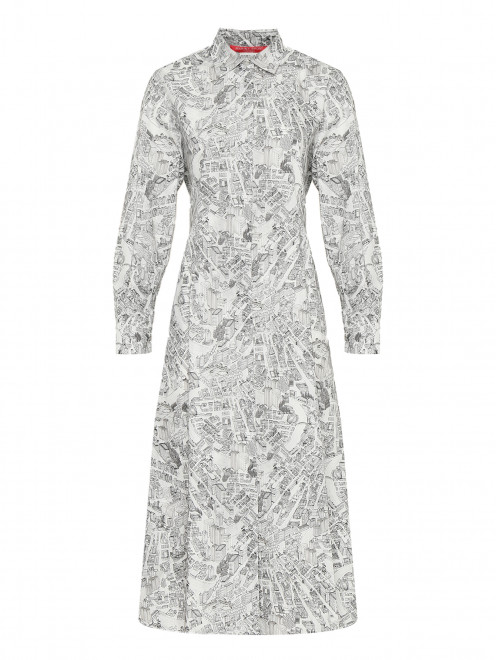 Платье-рубашка из хлопка с узором Marina Rinaldi - Общий вид