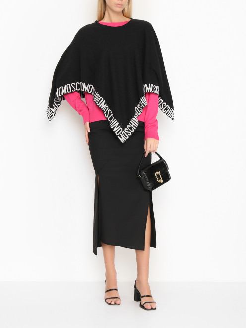 Пончо из смешанной шерсти с монограммой Moschino - МодельОбщийВид